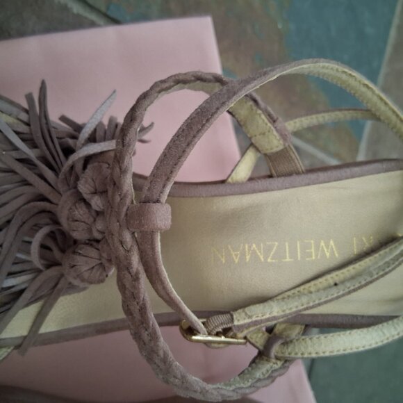 Stuart Weitzman Wedge Suede Sandals Shoes - Picture 8 of 10